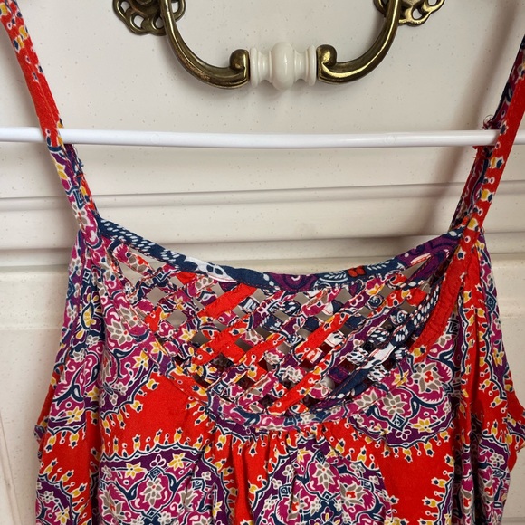 Orange and Purple Patterned Women's Dress - Picture 3 of 6